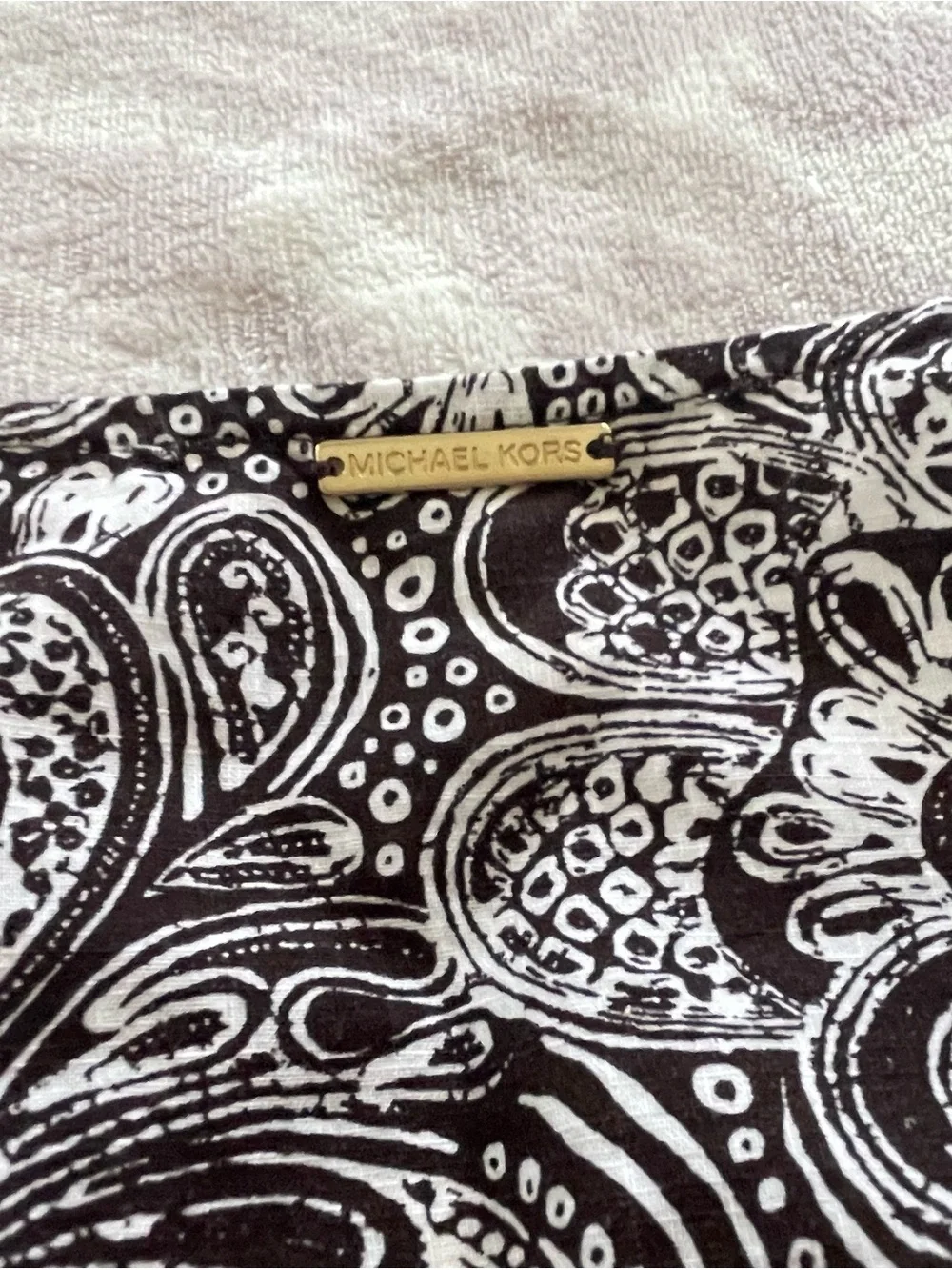 Michael Kors Black & White Paisley Floral V-Neck Blouse